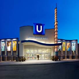 Image of Upper Canada Mall entrance at night