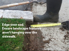 Edge your sod. Ensure sidewalk features aren't hanging over the side walk