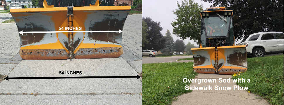 Sidewalk Snow Plow with Overgrown Sod