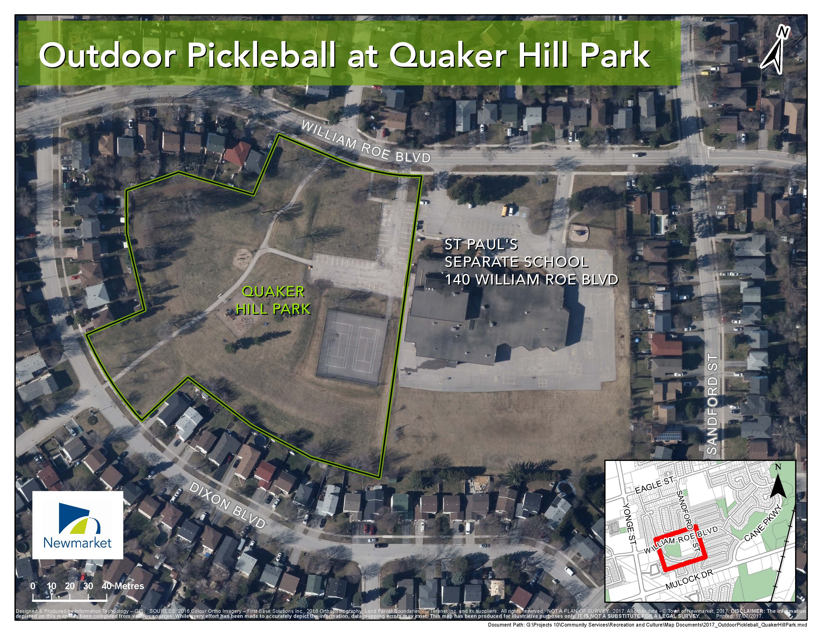 Outdoor Pickleball at Quaker Hill Park Map